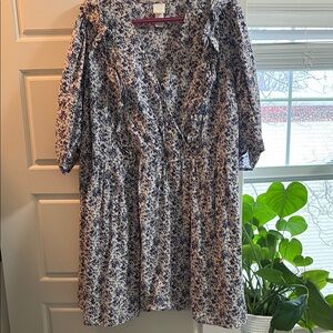 Floral Blue and White Dress